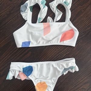 White and Blue Modern Bikini Swim Set